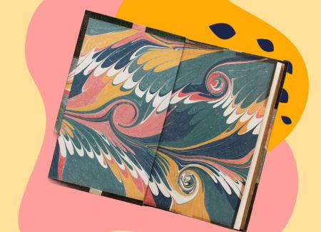 A book with a colorful pattern
