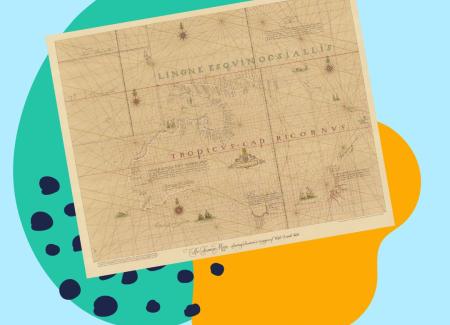 A map on a colorful background