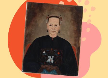 Portrait of a woman wearing traditional Chinese dress