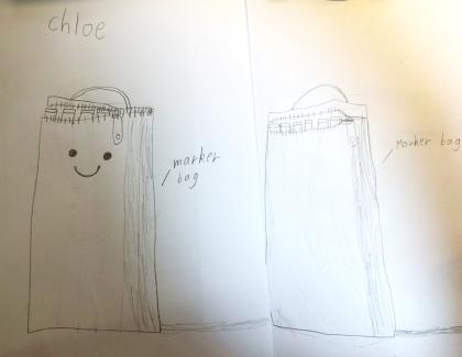 Led drawing of two bags 