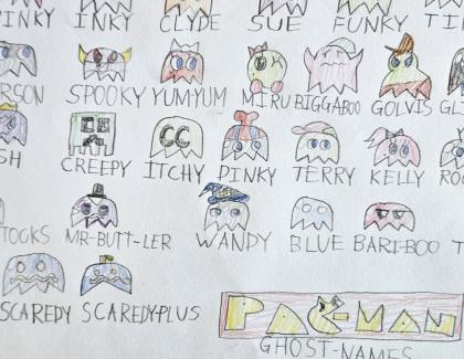 Drawing of pacman with names underneath
