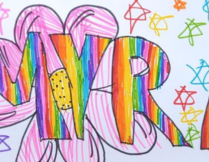 Myra written in colourful letters