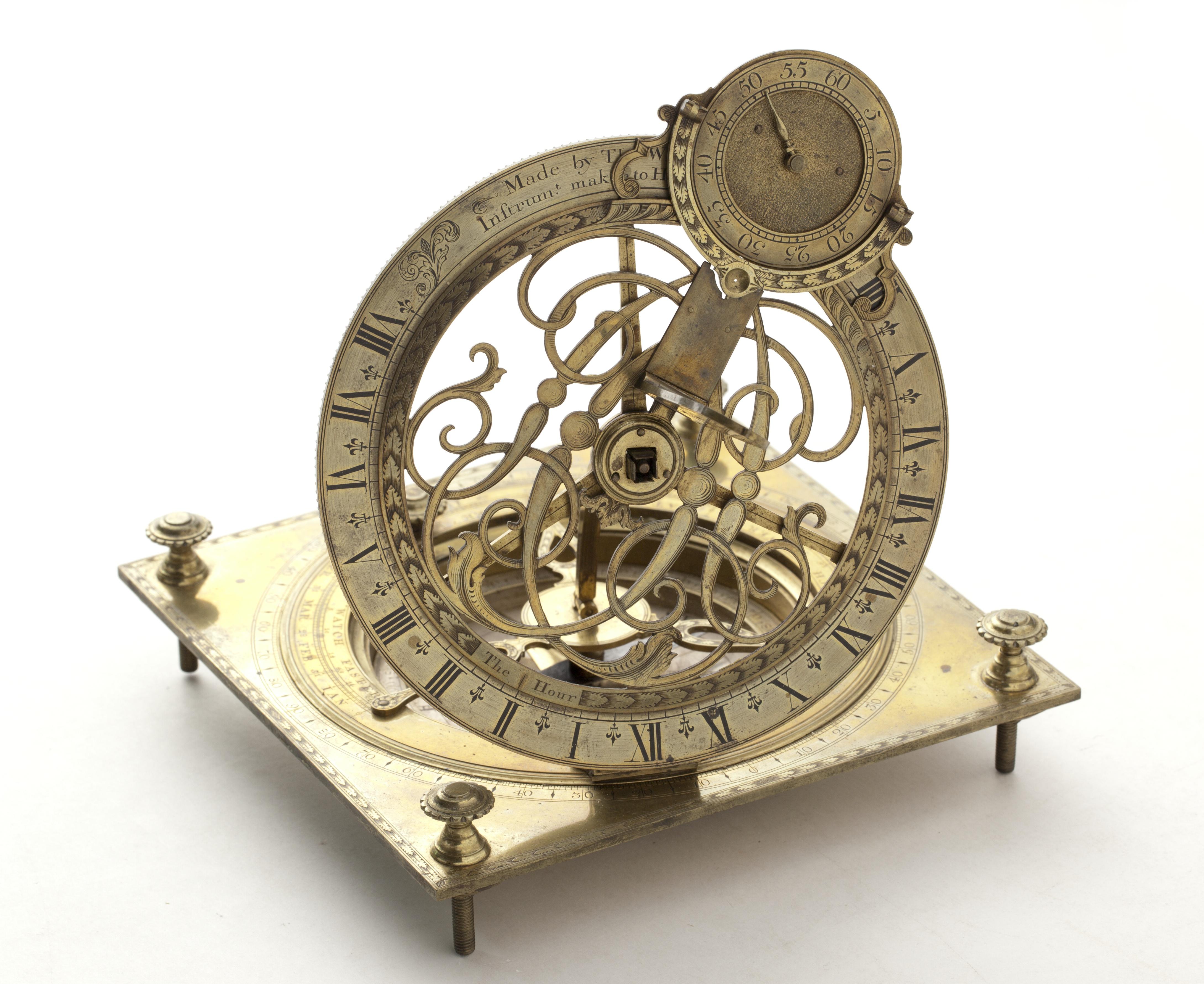 A metal circle with roman numerals
