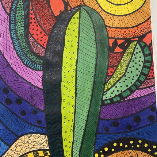 Colourful drawing of a cactus