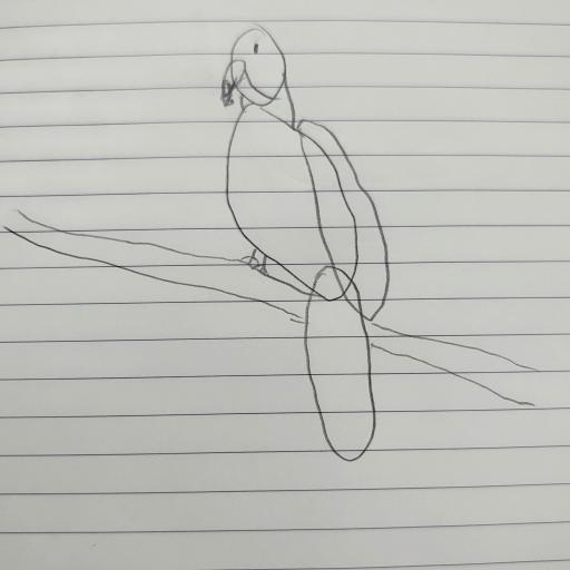 Led drawing of bird sitting on branch