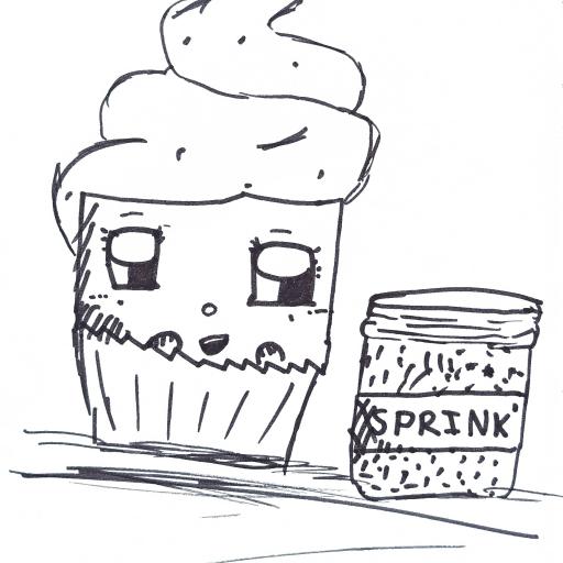 Drawing of a cupcake with sprinkles