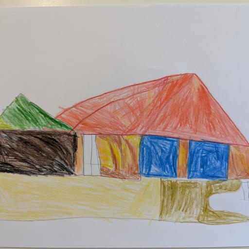 Hand drawn image by club member Xavier of the house they call home