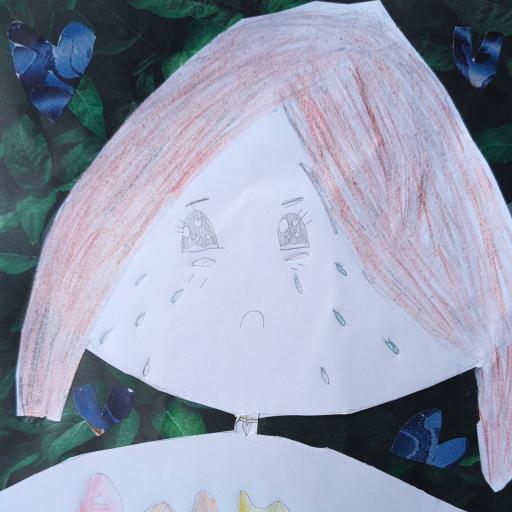 Drawing of a girl with red hair